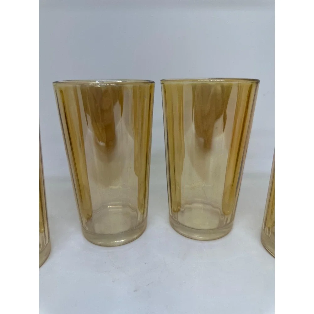 Vintage‎ Jeanette Marigold Glass Iridescent Tumblers 5